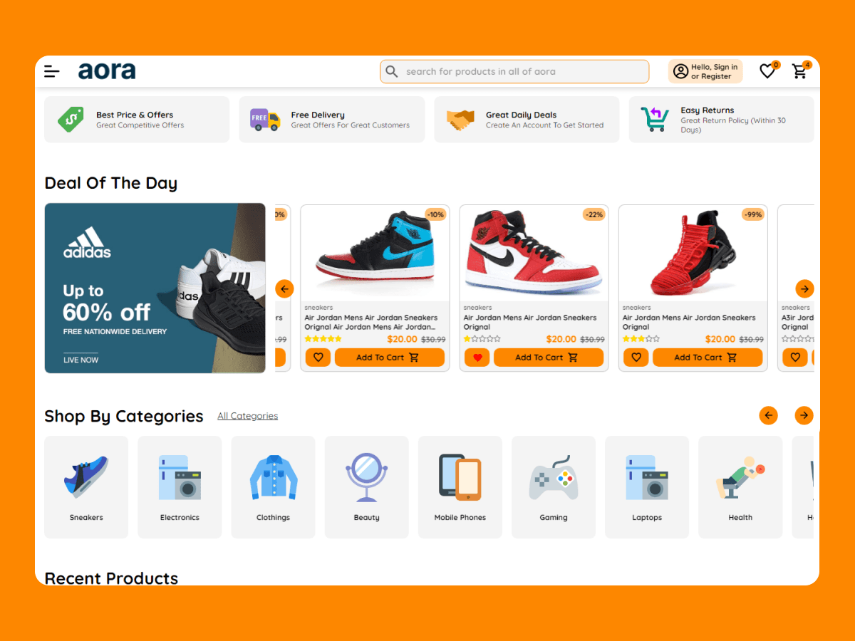 aora e-commerce web application